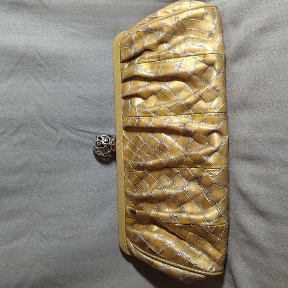 Brighton Chic Yellow Crocodile Pattern Clutch - image 4